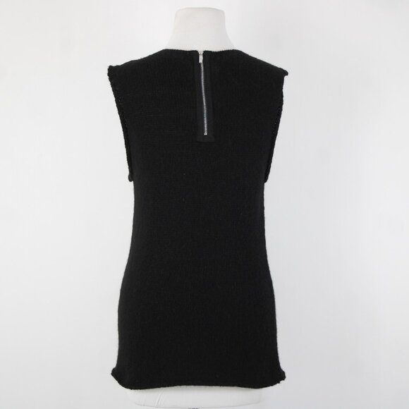 Tory Burch Sz M Black Sleeveless Open Knit Rhinestones Wool Alpaca Polyamide Top - Picture 8 of 14